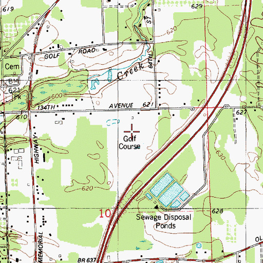 Topographic Map of Clearbrook Golf Course, MI