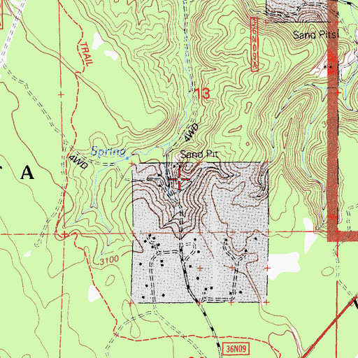 Topographic Map of Braden Sand Pit, CA