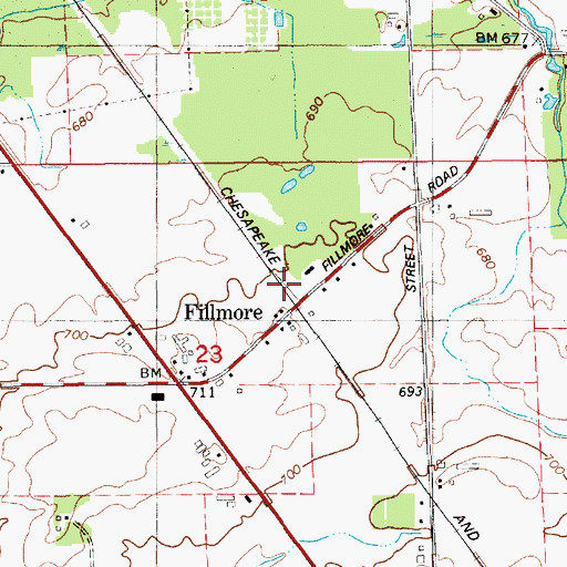 Topographic Map of Fillmore Station, MI