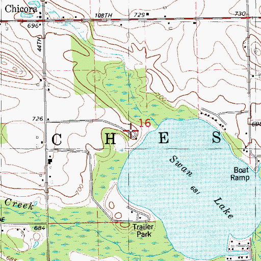 Topographic Map of Giles Swanlake Campground, MI