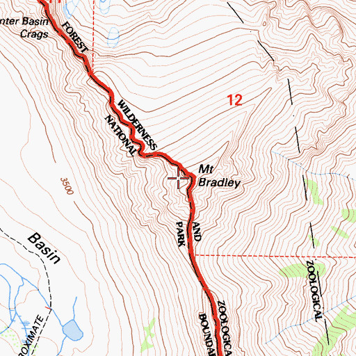 Topographic Map of Mount Bradley, CA