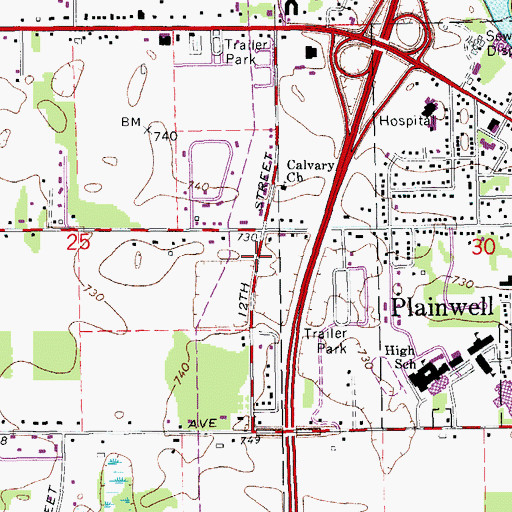 Topographic Map of Hope Lutheran Church, MI