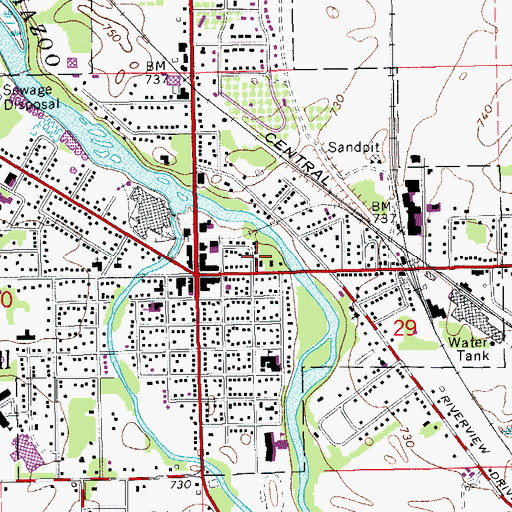 Topographic Map of First Presbyterian Church, MI