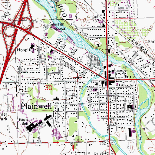 Topographic Map of First Baptist Church, MI
