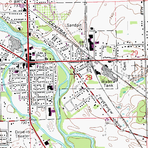 Topographic Map of Plainwell Assembly of God Church, MI