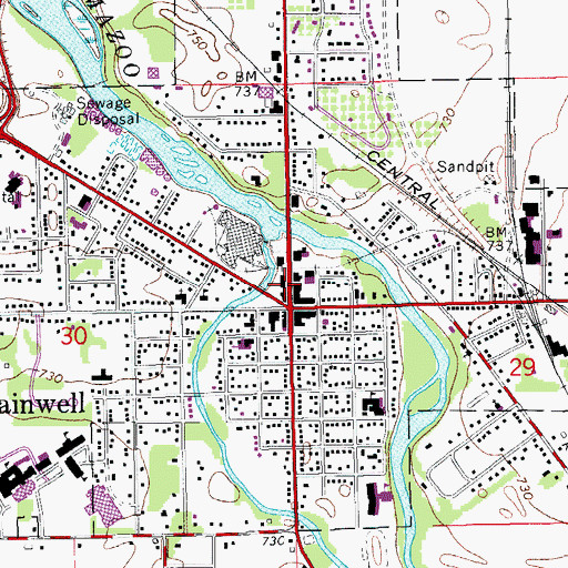 Topographic Map of Plainwell City Police Department, MI