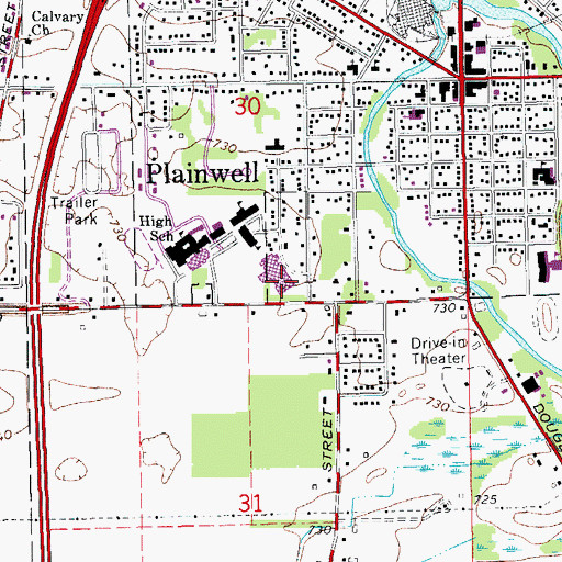 Topographic Map of Starr Elementary School, MI