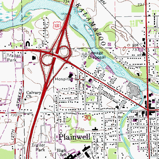 Topographic Map of Borgess Family Medicine, MI