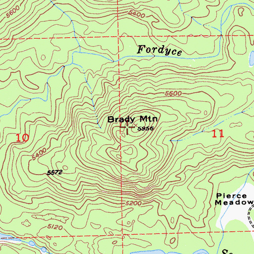 Topographic Map of Brady Mountain, CA