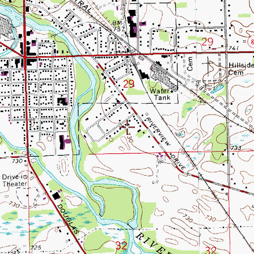 Topographic Map of Plainwell Station, MI