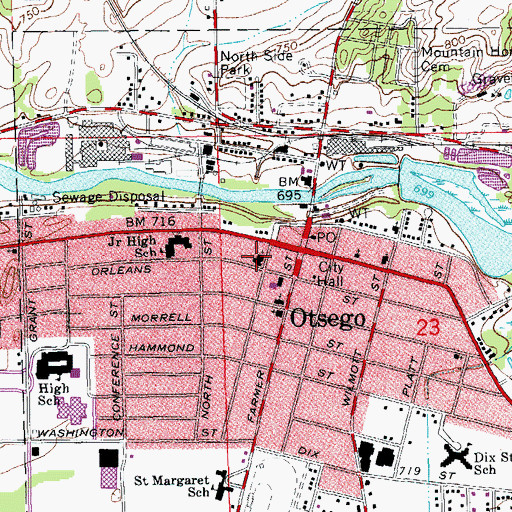 Topographic Map of Otsego Church of God, MI