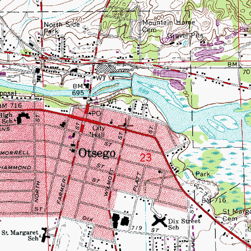 Topographic Map of First Baptist Church, MI