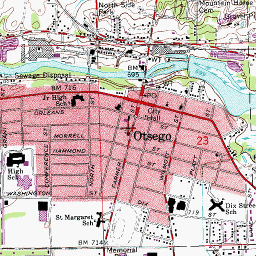 Topographic Map of Seventh Day Adventist Church, MI