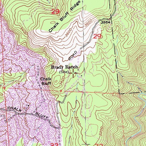Topographic Map of Brady Ranch, CA