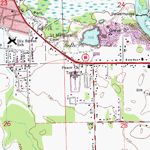 Topographic Map of Watson's Mobile Home Park, MI