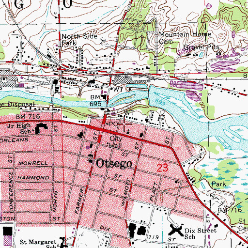 Topographic Map of Otsego Post Office, MI