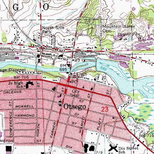 Topographic Map of Otsego Police Department, MI