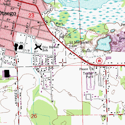 Topographic Map of Otsego Medical Center, MI