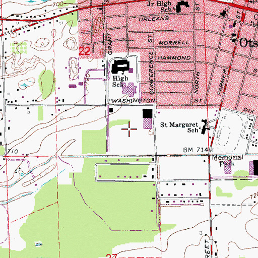Topographic Map of Otsego High School, MI