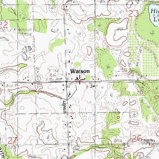 Topographic Map of Watson Bible Church, MI