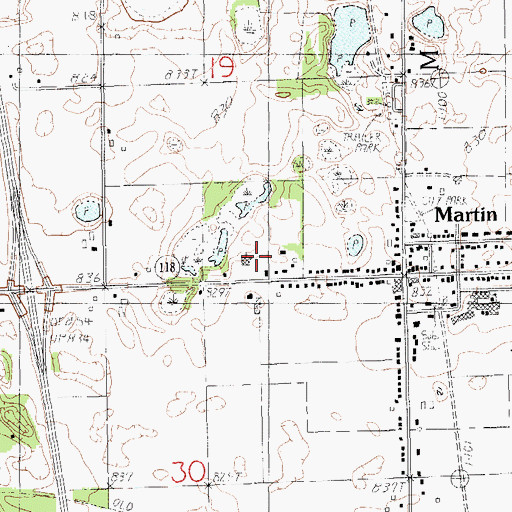Topographic Map of Martin Reformed Church, MI