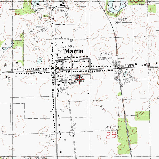 Topographic Map of Martin High School, MI