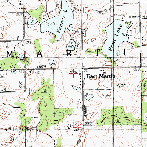 Topographic Map of East Martin Christian High School, MI