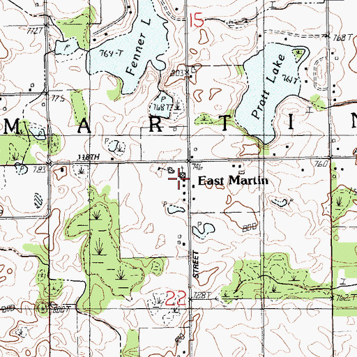 Topographic Map of East Martin Christian Reformed Church, MI