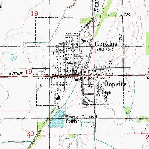 Topographic Map of Hopkins Station (historical), MI