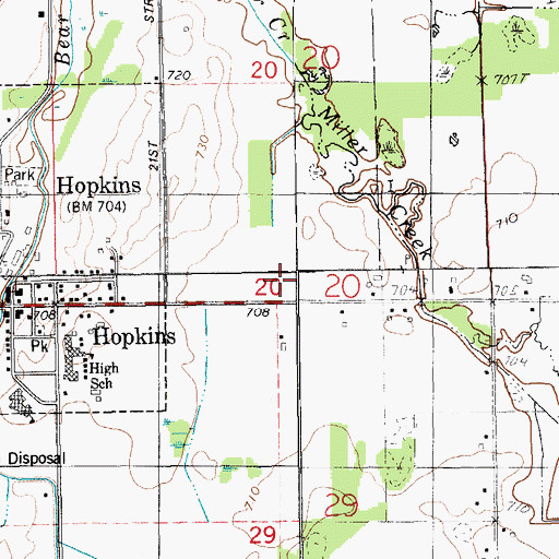 Topographic Map of Hopkins Community Reformed Church, MI