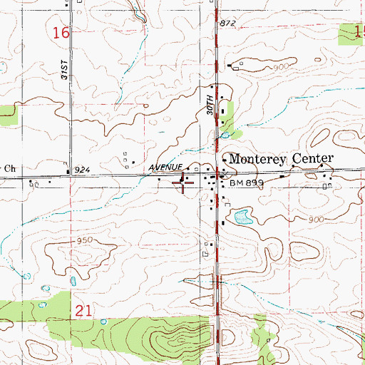 Topographic Map of Monterey Center United Methodist Church, MI