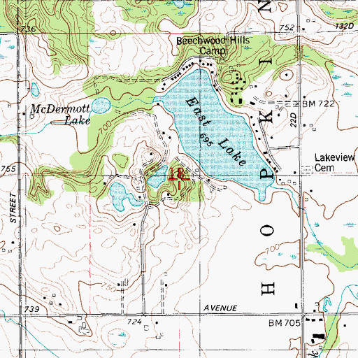 Topographic Map of East Lake Camping, MI