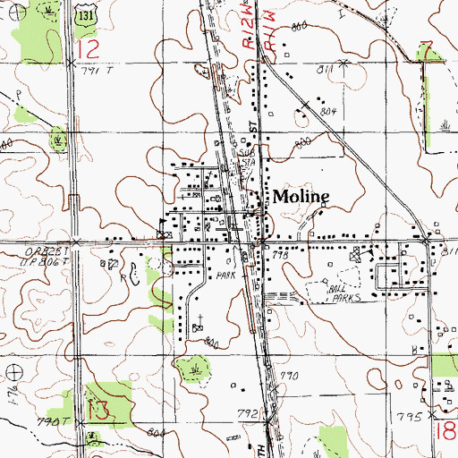 Topographic Map of Moline Station, MI