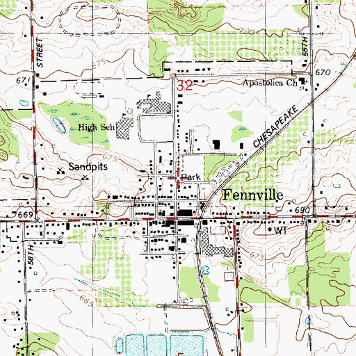 Topographic Map of Fennville Family Medicine, MI