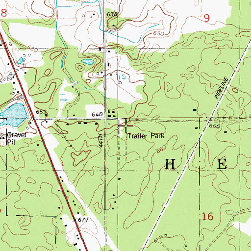 Topographic Map of Shady Acres Mobile Home Park, MI