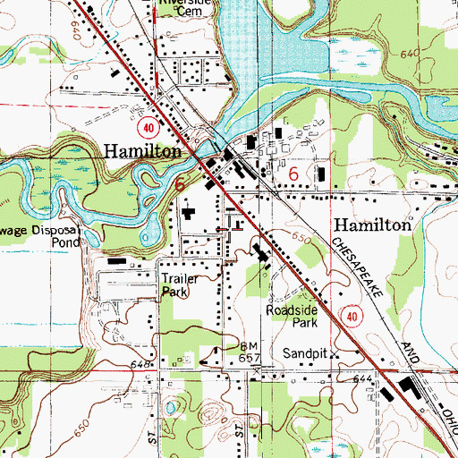 Topographic Map of Sink Brook Post Office, MI