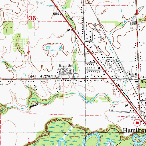 Topographic Map of Hamilton Middle School, MI