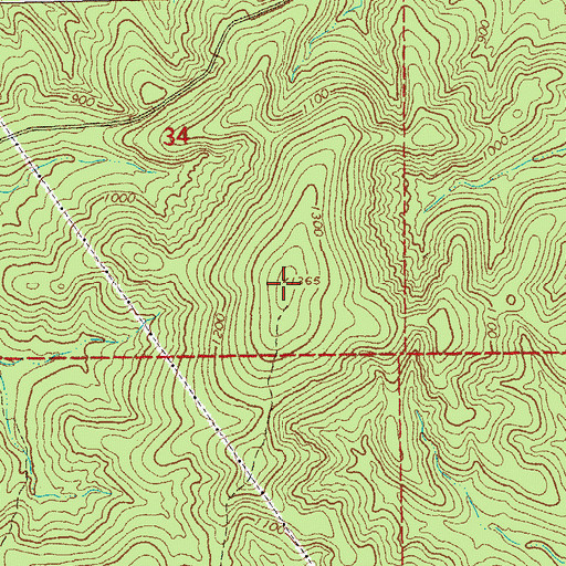 Topographic Map of Johnston Mountain, MO