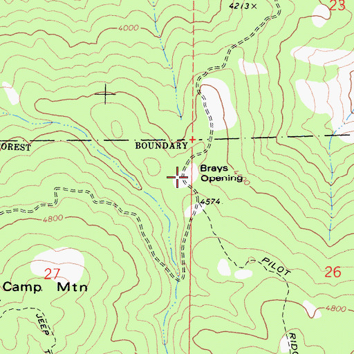 Topographic Map of Brays Opening, CA