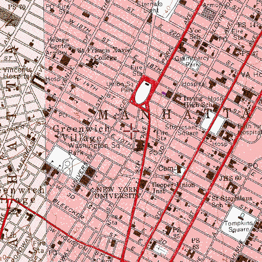 Topographic Map of Evergreen Theatre (historical), NY