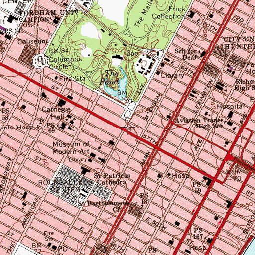 Topographic Map of Festival Theatre (historical), NY