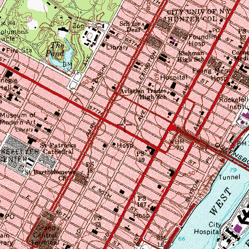 Topographic Map of Fine Arts Theatre (historical), NY