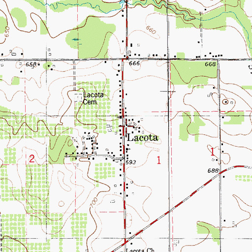 Topographic Map of Lacota Station (historical), MI