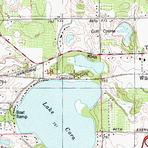 Topographic Map of Lake Cora Station (historical), MI
