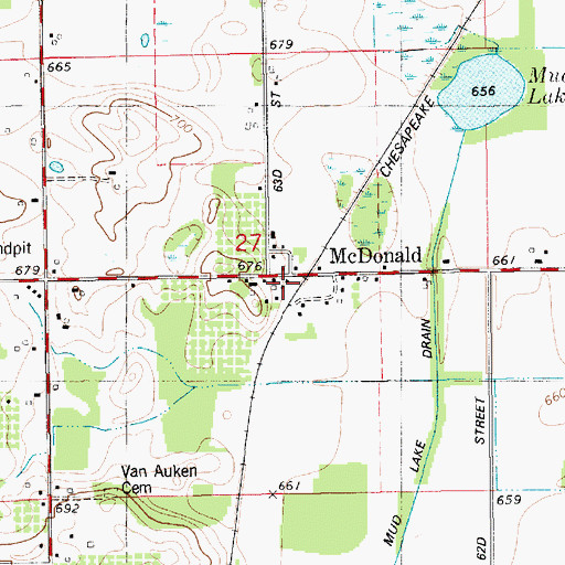 Topographic Map of McDonald Station (historical), MI