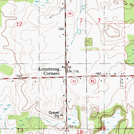 Topographic Map of Waverly Post Office (historical), MI