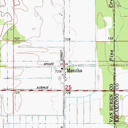 Topographic Map of Mentha Post Office (historical), MI