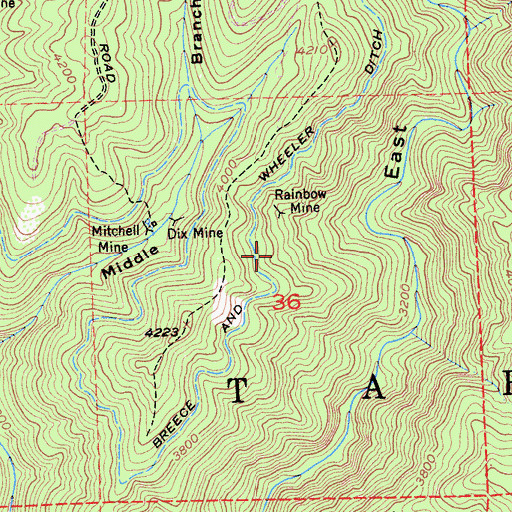 Topographic Map of Breece and Wheeler Ditch, CA