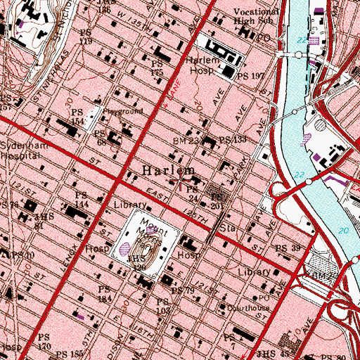 Topographic Map of Fifth Avenue Hall (historical), NY