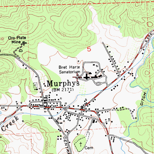 Topographic Map of Bret Harte Sanatorium, CA